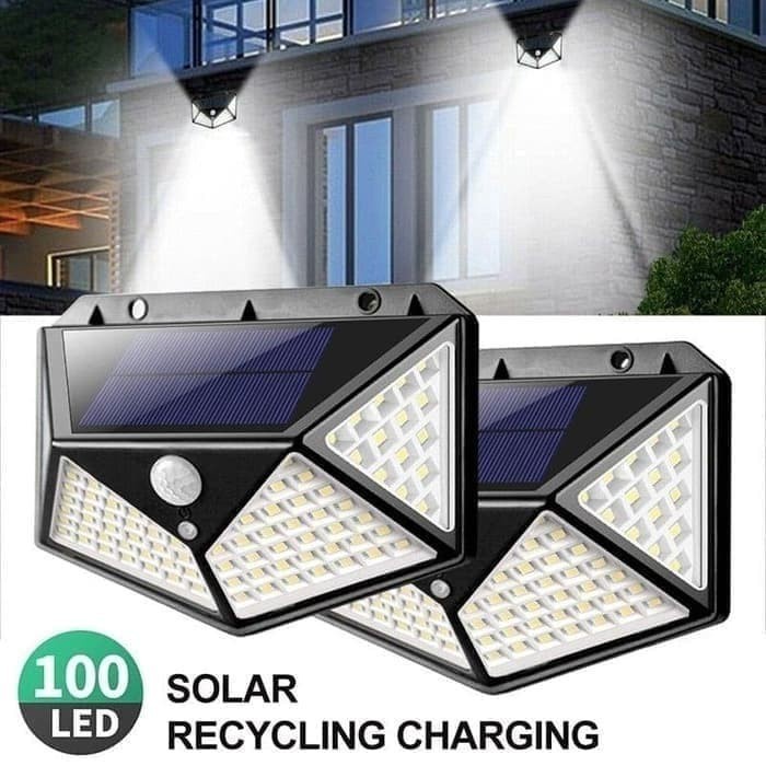 Lampu Solar Tenaga Surya 100 LED Lampu Dinding Taman Sensor Gerak