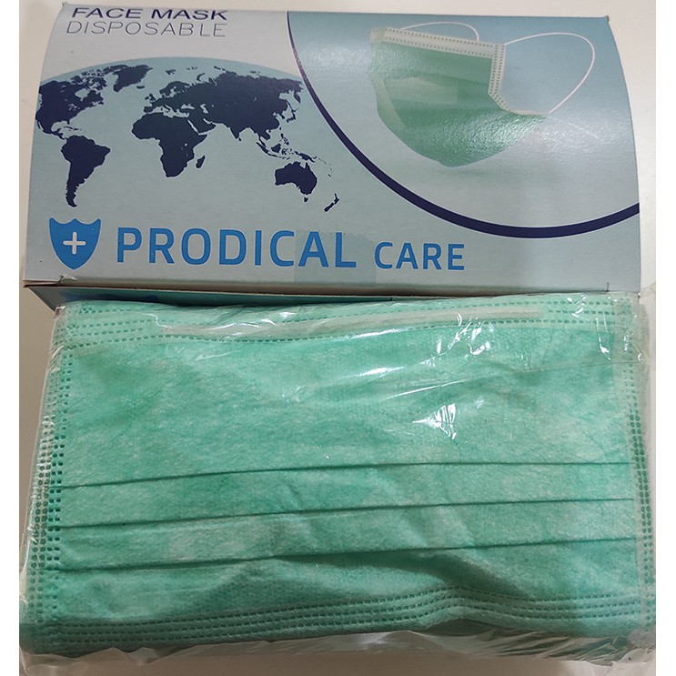 Masker 3Ply hijab headloop Merk Raspol/Prodical Warna Hijau