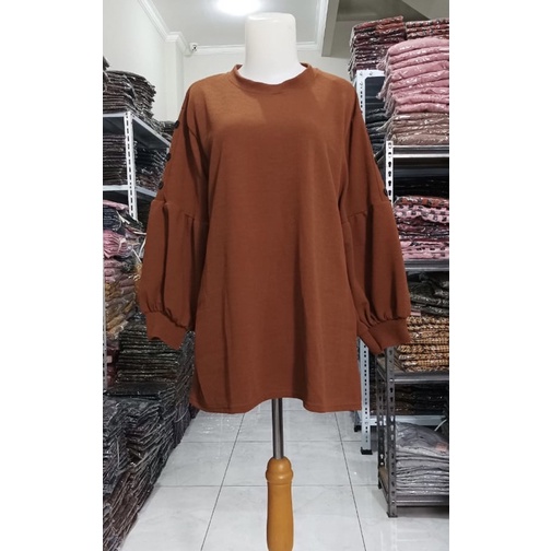 Sopa Top - Blouse Atasan Tangan Balon LD110+ Jumbo / R.5 - 322-6532-Caramel
