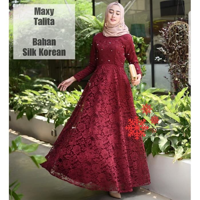 MAXI TALITA MAROON SILK GUCHIKA [Gamis 0100] SIC