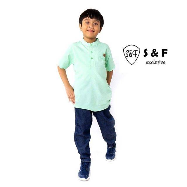 Baju Koko Anak l Setelan Koko Anak Hijau Mint