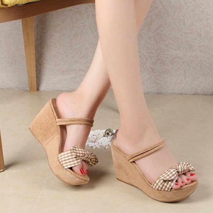 Sepatu Wedges Wanita Wedge Bahan Semi Import Trendy Fashion Casua LV231 Sandal/Sepatu Wedges Ph01 C