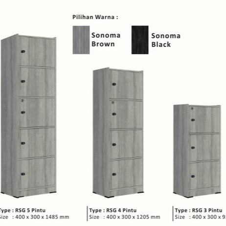 LEMARI RAK BUKU SERBAGUNA SUSUN 3 SUSUN 4 SUSUN 5 SUSUN KAYU DENGAN KUNCI TERBARU MURAH RSG PINTU TE