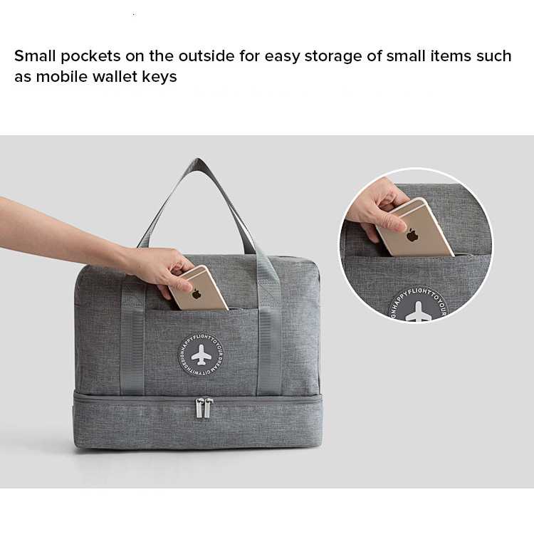 JULY'S Tas Duffel Jinjing Wanita Kanvas Spot Travel Handbag Bag Tote olahraga ada slot sepatu anti air waterproof  Tas fitness tas jalan tamasya tas pulang kampung perjalanan jauh tas baju koper pakaian bandara airport