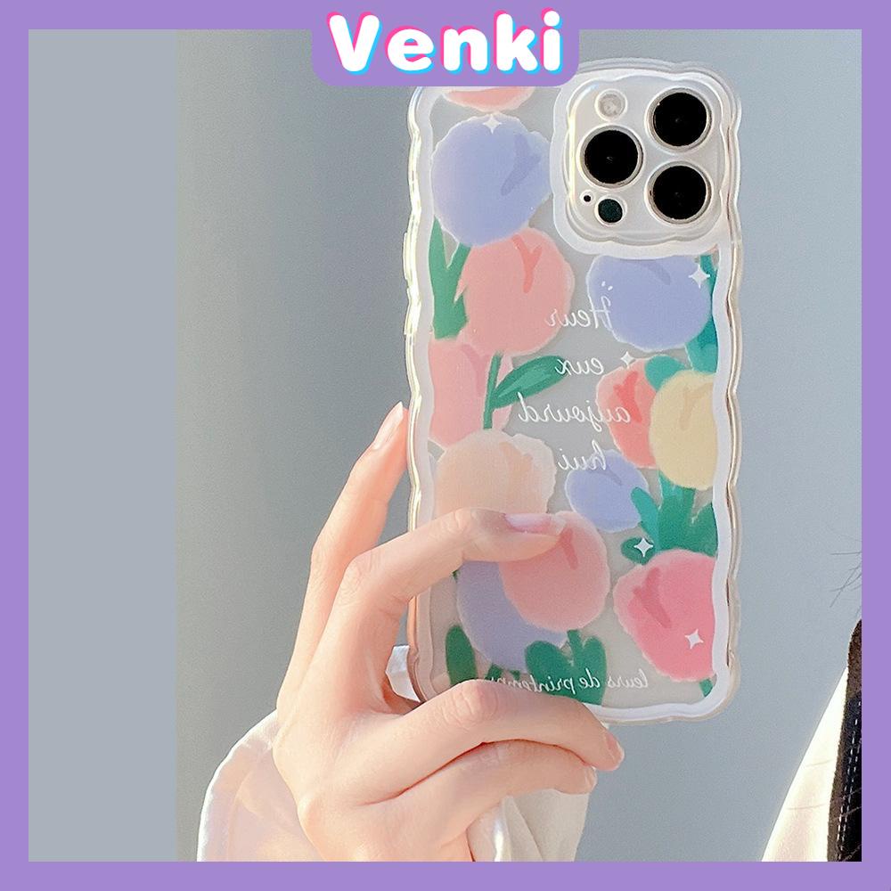 iPhone Case Silicone Soft Case Clear Case Wave Non-Slip Shockproof Camera Full Coverage Protection Tulip Flower For iPhone 13 Pro Max iPhone 12 Pro Max iPhone 11 iPhone 7 Plus