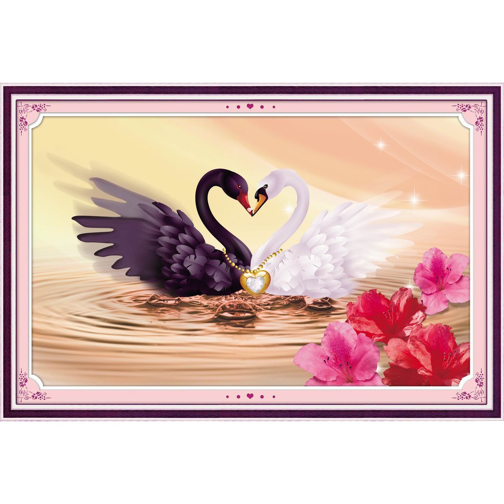 Paket DIY Craft Diamond Painting Y6055 Swan Angsa Danau Couple