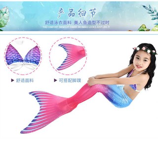 Set Baju  Renang Model Ekor Mermaid Gaya  Casual  untuk Anak  
