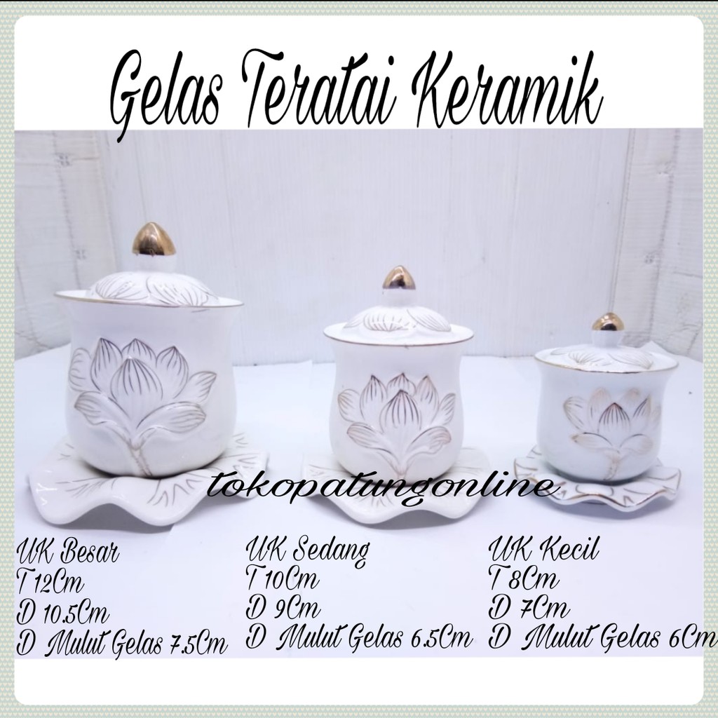 Gelas Sembahyang Keramik Teratai Putih New