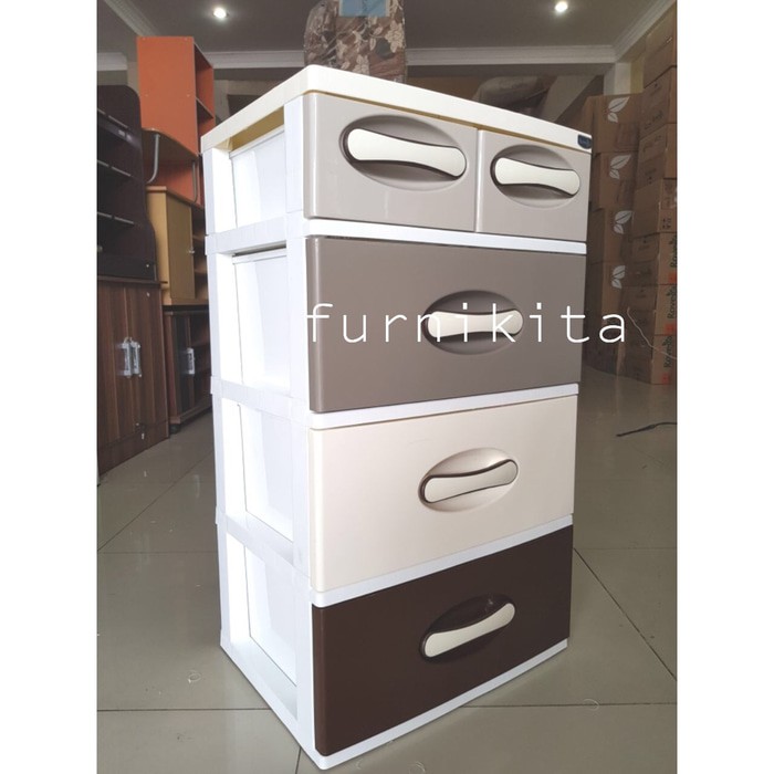 LEMARI RAK LACI SERBAGUNA PLASTIK ROVEGA KHARISMA SUSUN 4 CKH 440