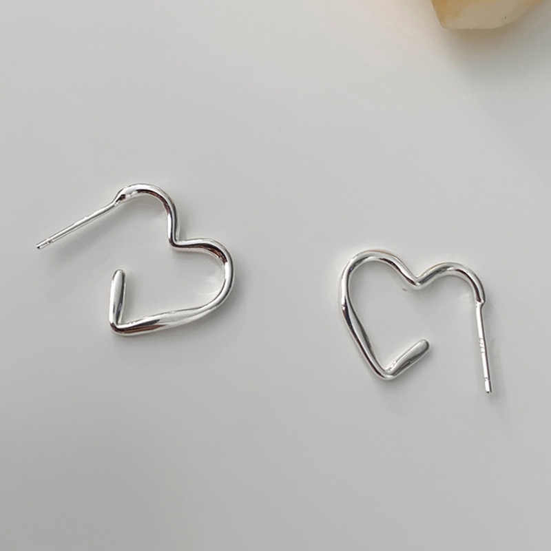 Anting S925 Silver Glossy Bentuk Hati Untuk Wanita