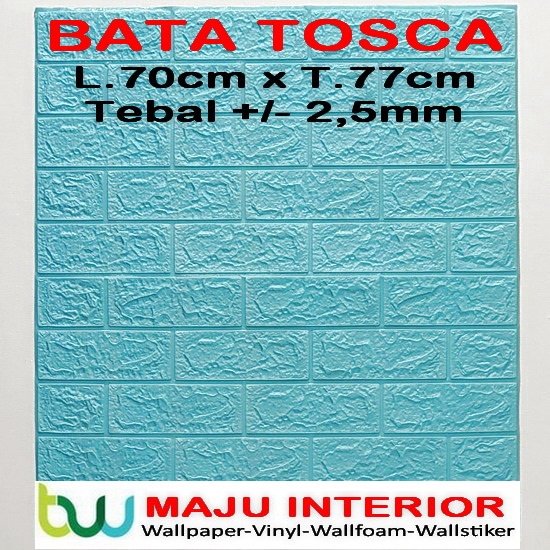Wallpaper 3D Bata 70x77 cm Walpaper Dinding 3D Brick Foam Motif Anak Doraemon Hello Kitty Stiker-Bata Tosca 2,5mm