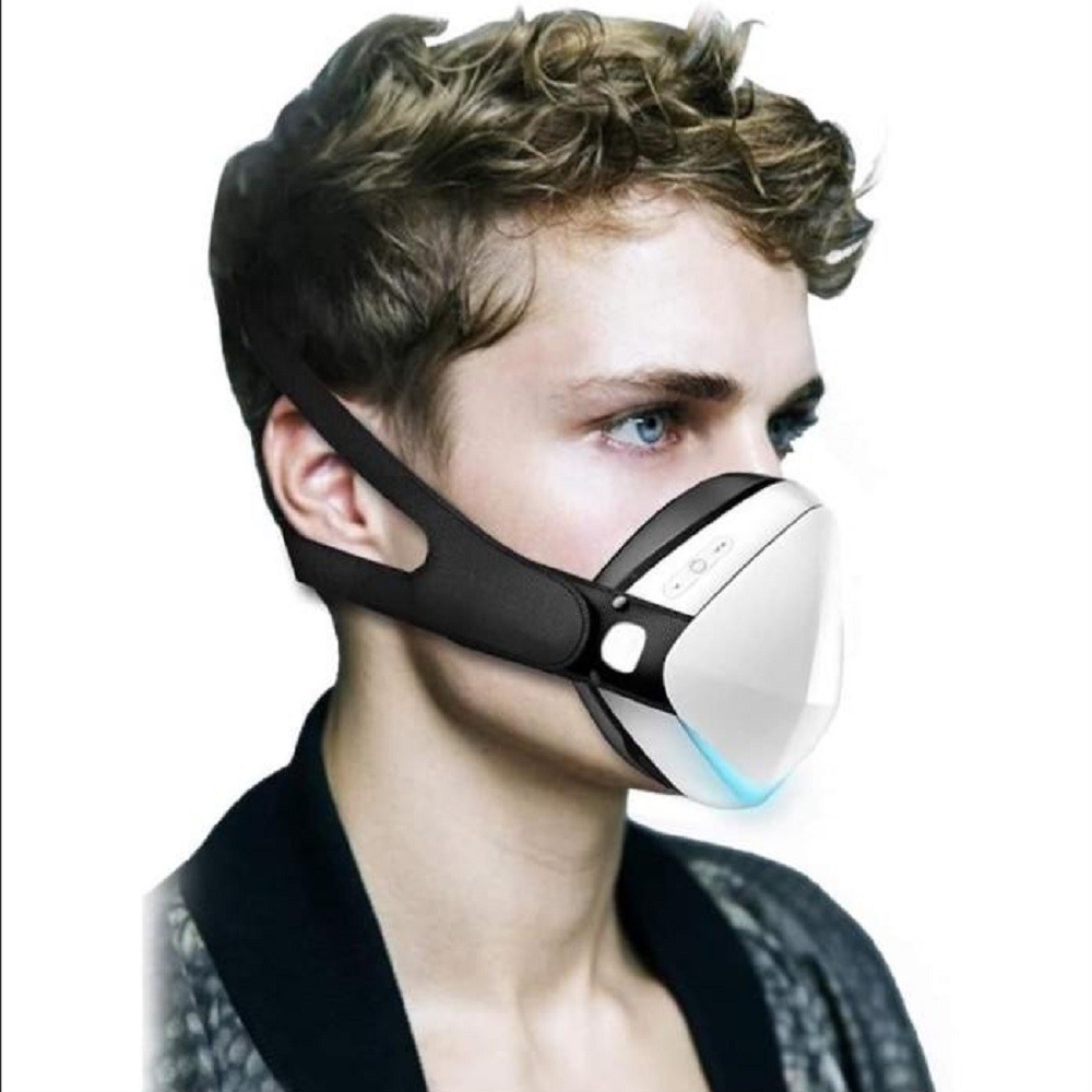 Masker Electric rechargable  Smart Mask with air flow Fan dengan Velcro head Strap