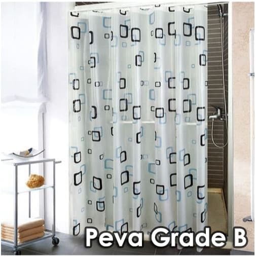 Tirai Kamar Mandi motif - Bathroom Shower Curtain + pengait Peva - Sekat