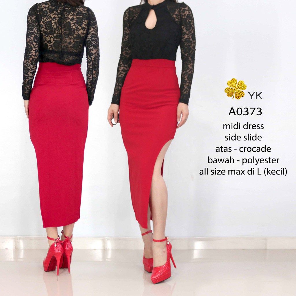 YKsale 0373 sale midi dress baju wanita import dress brocade polyester sale murah grosir reseller