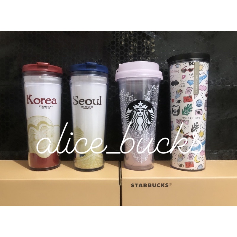 Starbucks Tumbler City Korea Seoul NYC Pink Bird Valentine