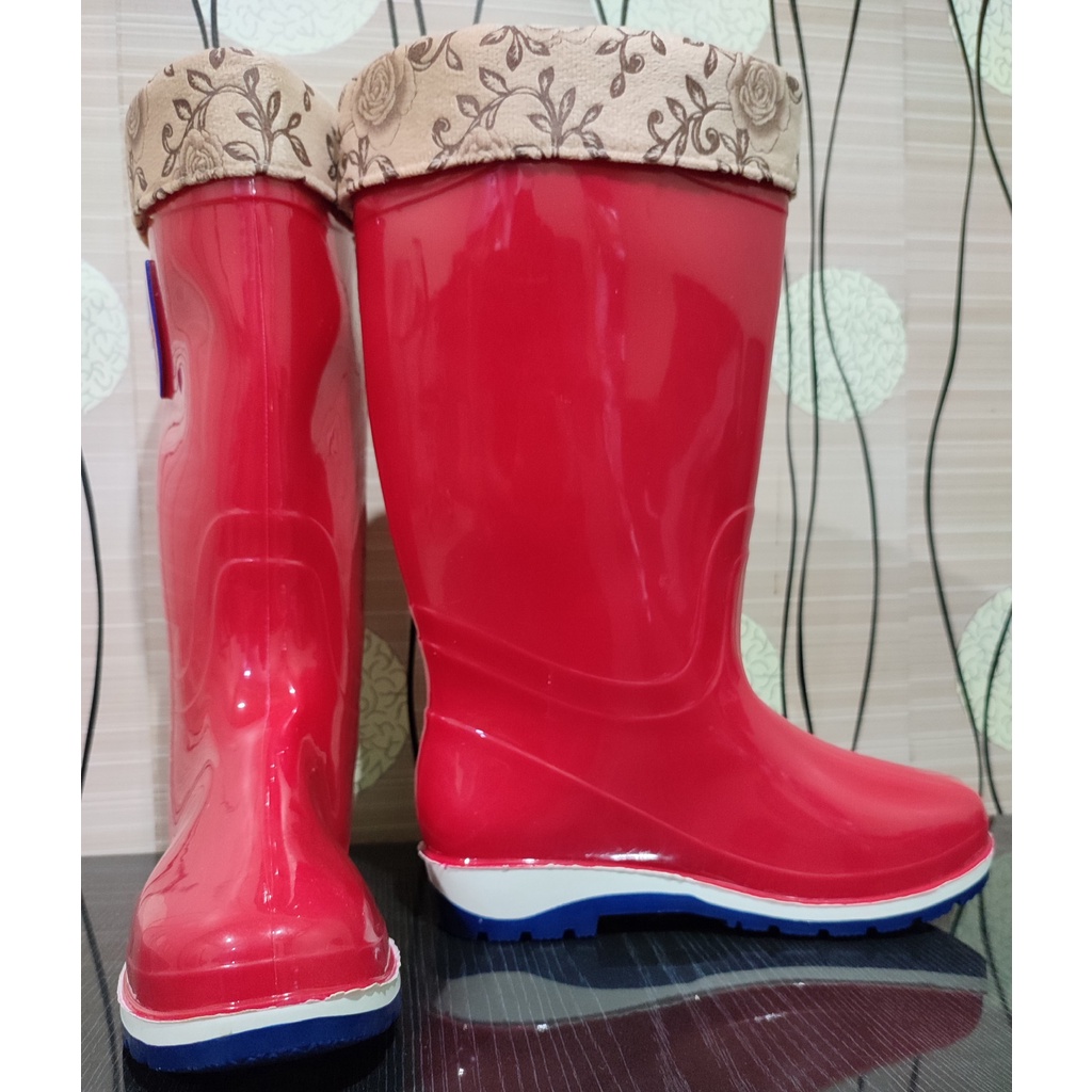 SEPATU BOOT KARET PENDEK WANITA 33cm DILENGKAPI KAUS KAKI SEPATU KARET ANKLE BOOTS PENDEK