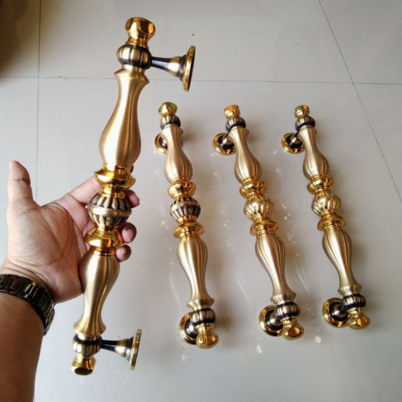 handle pintu kuningan motif bonsay bimo 35 cm