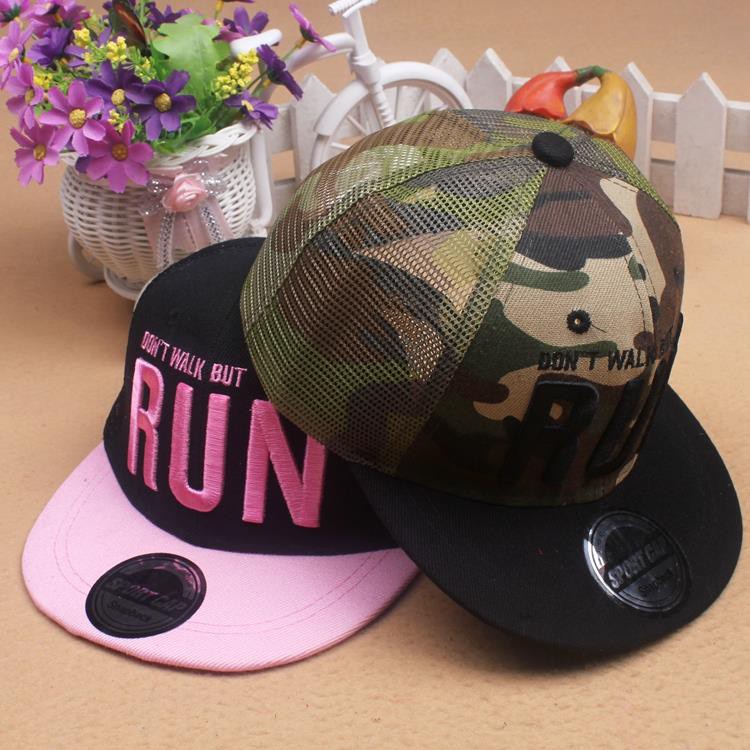 Topi Baseball Motif Bordir Tulisan Run Gaya Hip Hop Korea Untuk Anak Laki-Laki Dan Perempuan