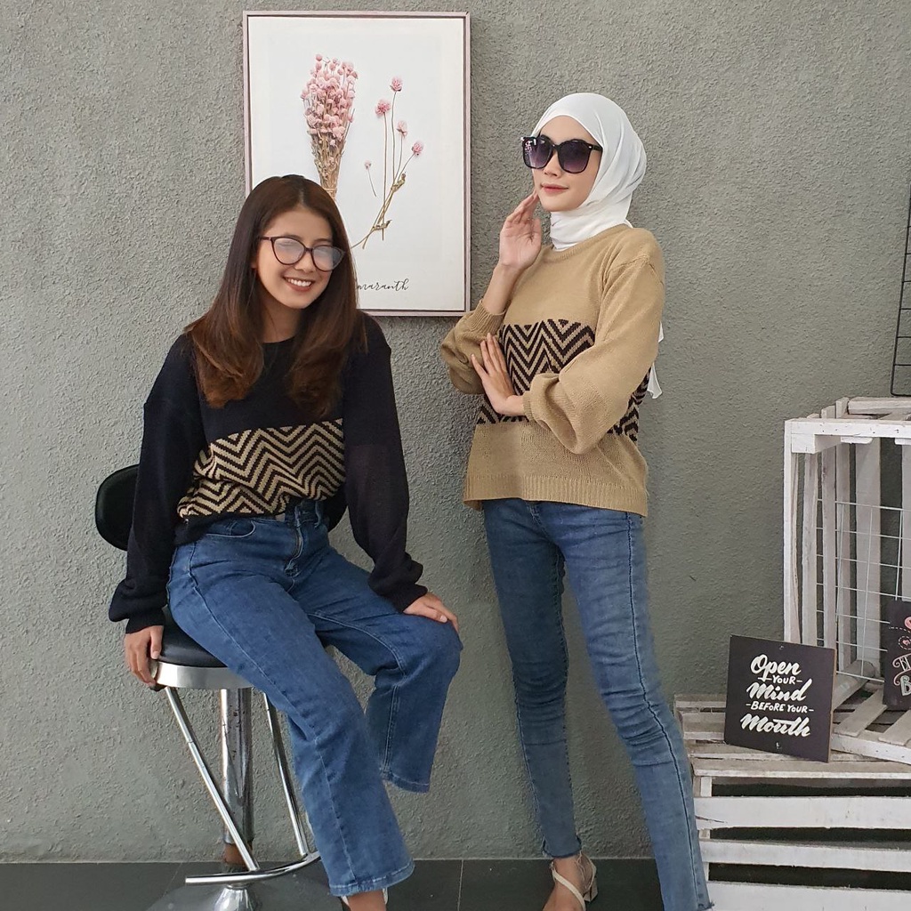 [ COD PROMO] LITTLE ZIGZAG BLOUSE RAJUT KNITE / SWEATER RAJUT TERBARU / OUTWEAR KEKINIAN /ATASAN WANITA / SWEATER RAJUT KOREAN STYLE / OOTD HIJAB / OOTD REMAJA KEKINIAN / BLOUSE KOREAN STYLE / SWEATER RAJUT MURAH / RAJUT MURAH / BLOUSE RAJUT