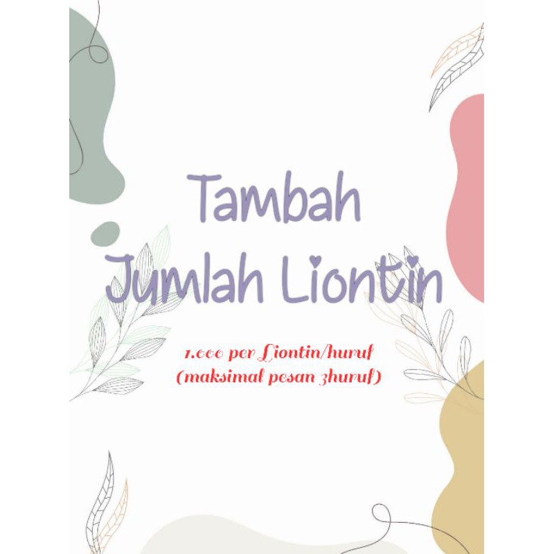 

Tambah Jumlah Huruf/liontin (maksimal 3 huruf) tulis permintaan huruf di note saat check out