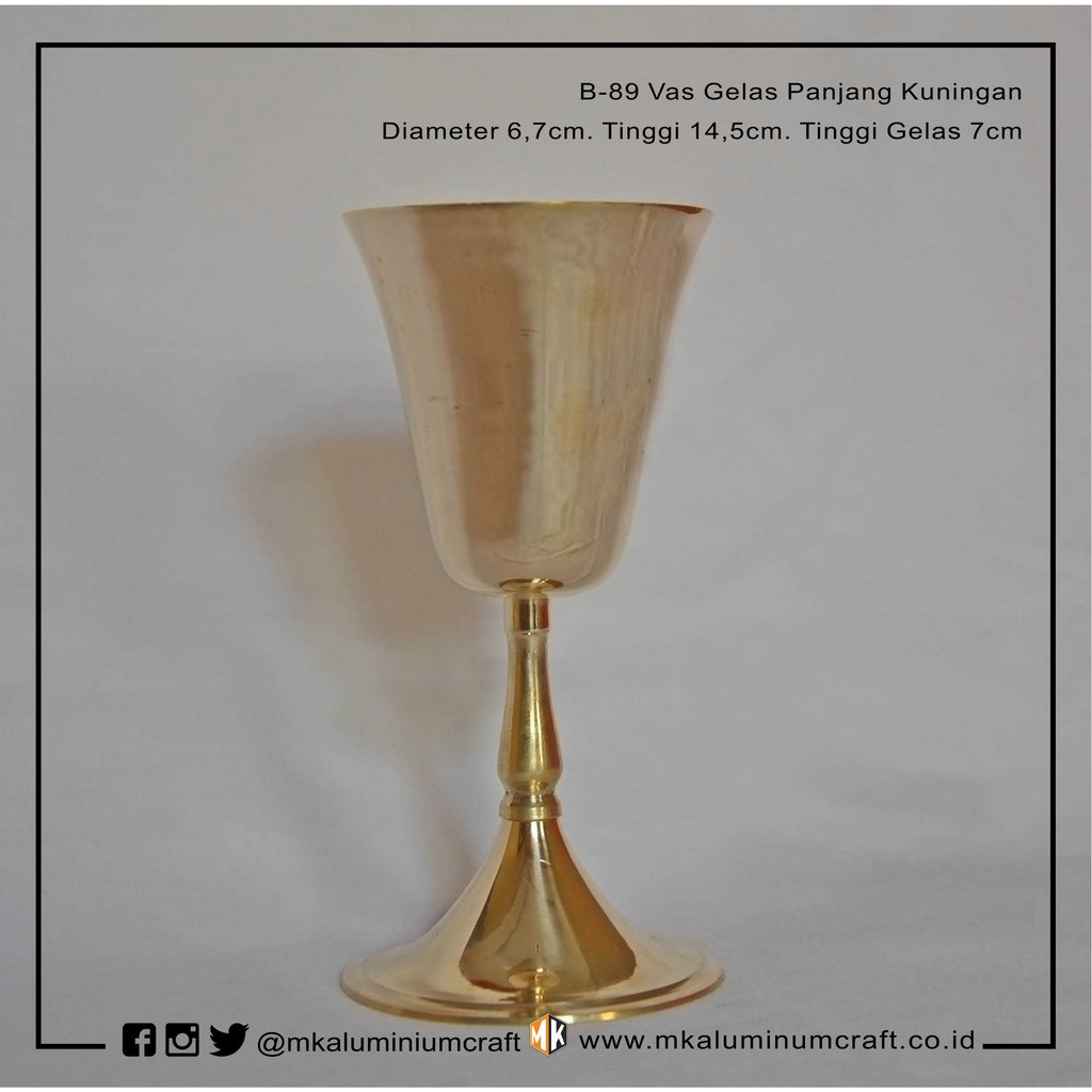 Vas Bunga Gelas Polos Panjang Kuningan - Brass Vase - MK Aluminium