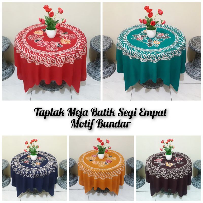 Taplak Meja Segi Empat Motif Bundar Batik Cap Rzl