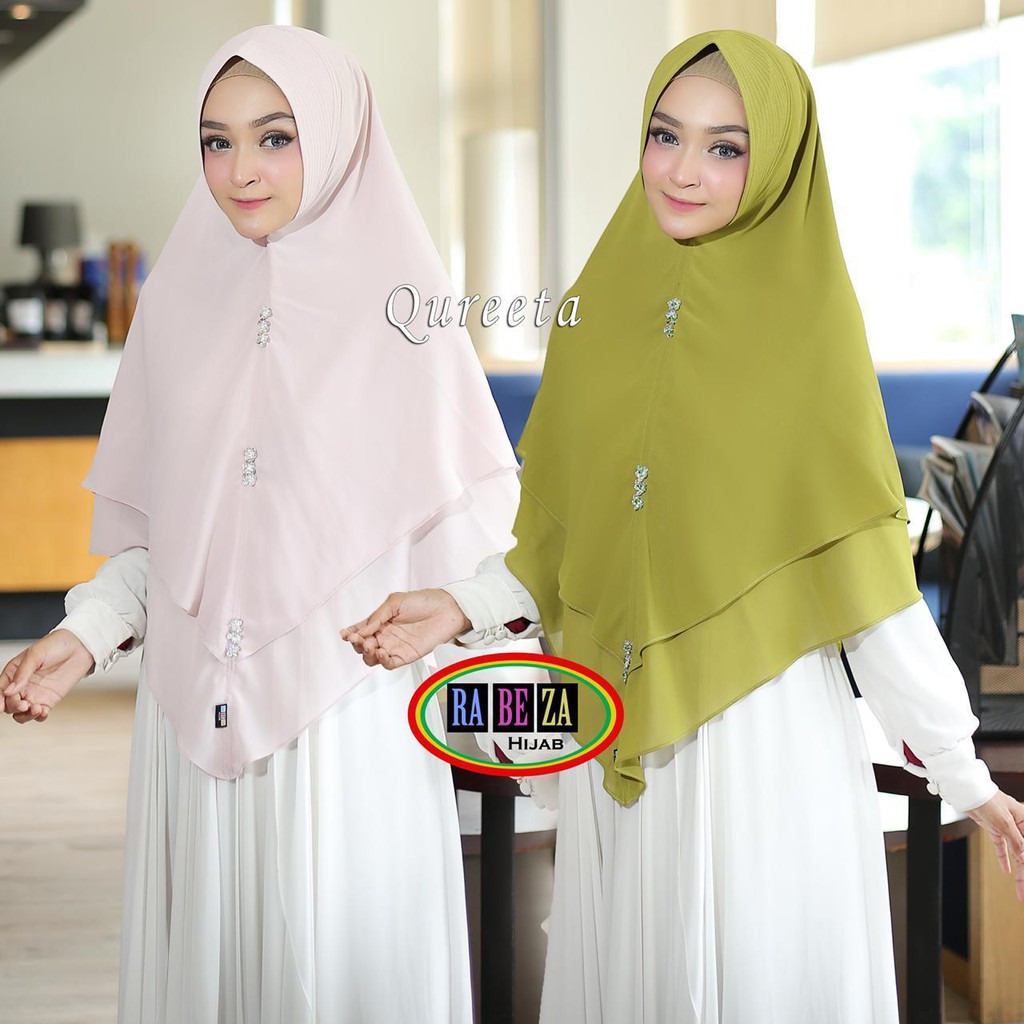 Hijab Khimar QUREETA Instan dengan Payet Bunga original Rabeza Hijab