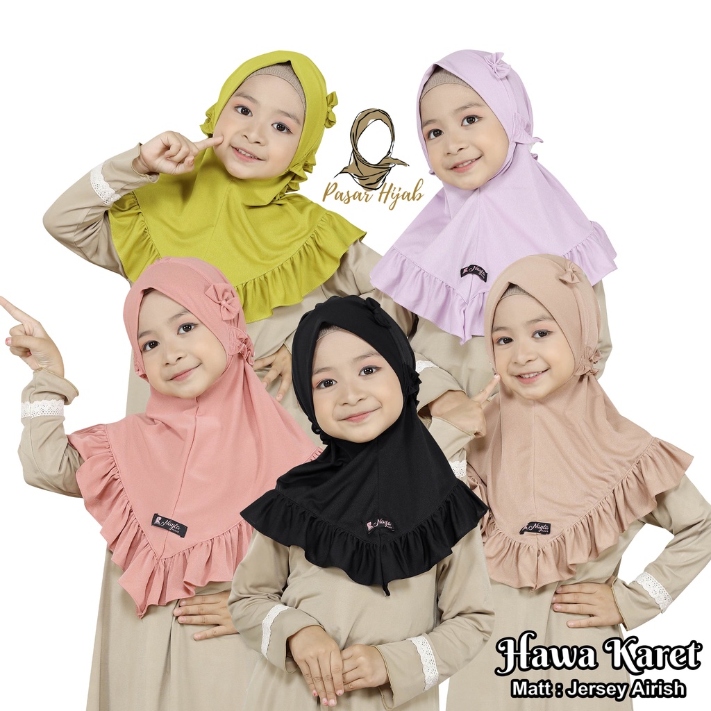 Jilbab Anak Hawa Karet Usia 2 - 5 tahun Kerudung Anak Jersey Airis Pasar Hija'b