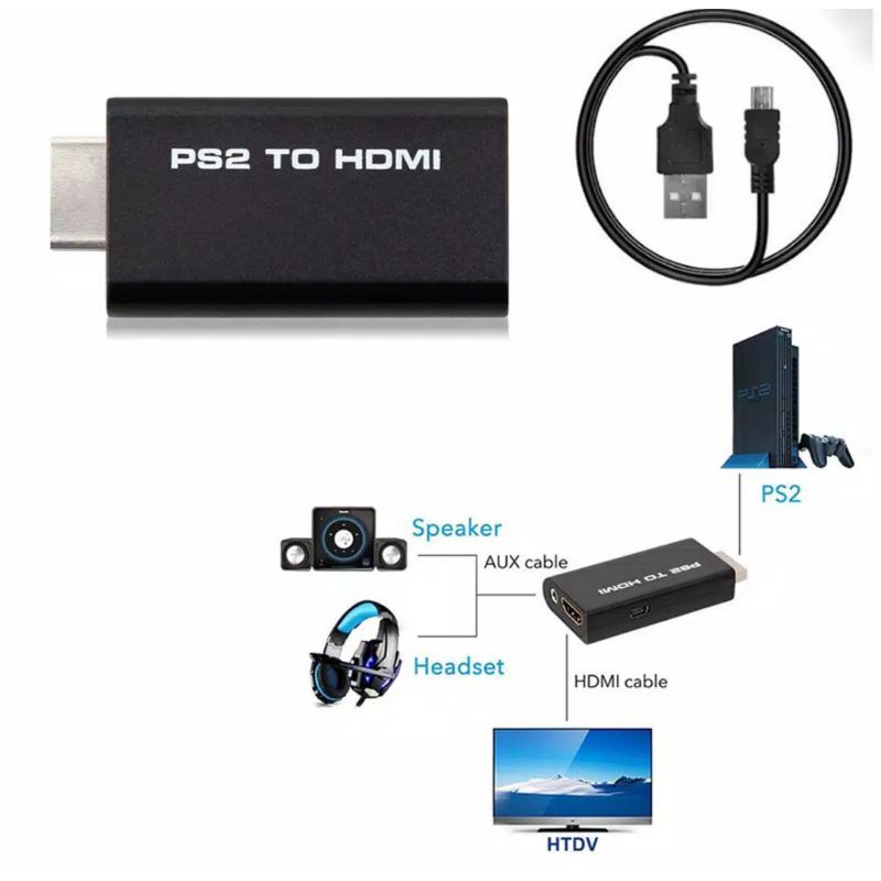 Ps2 To HDMI Adapter Converter Video AV Audio Playstation 2  Ps 2 To HDMI Adaptor Converter Ps2 HDMI