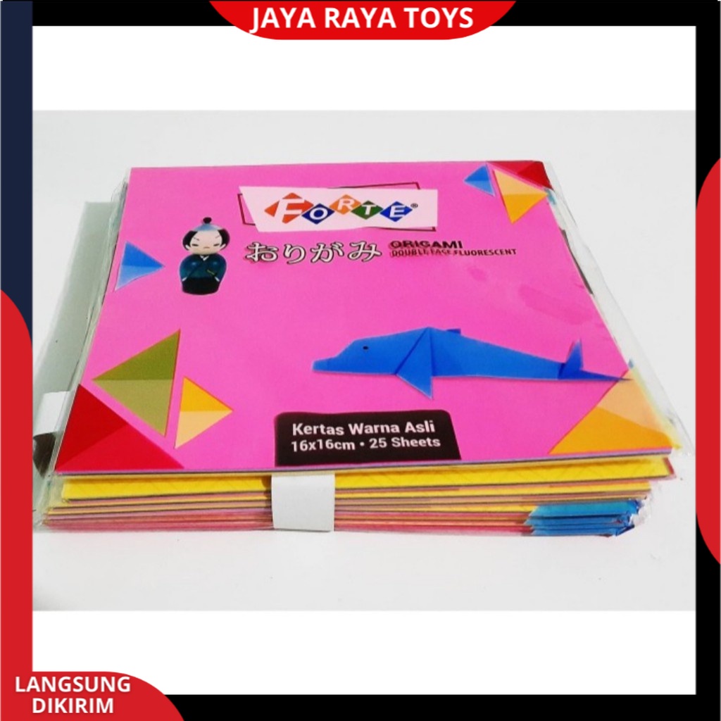 SATU PACK (ISI 25 LEMBAR ) ORIGAMI KERTAS LIPAT DUA SISI FORTE 16 X 16 DOUBLE FACE Bisa Cod