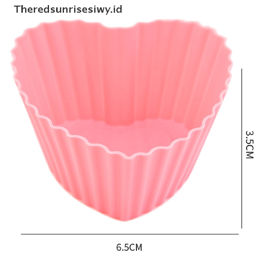 # Alat Rumah Tangga # 1 / 7pcs Cetakan Kue Muffin Bentuk Hati Bahan Silikon Tahan Panas