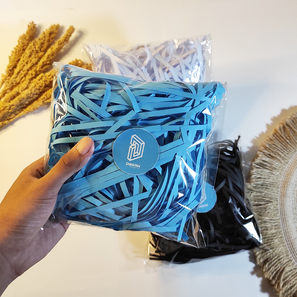 

Kertas Cacah/Kertas Serut/Kertas Hampers/Kertas Packing ( White,Black,Turquoise )