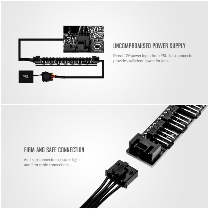 ID Cooling FH 07 Fan hub splitter pwm 4 pin cooler kabel cabang pc cpu