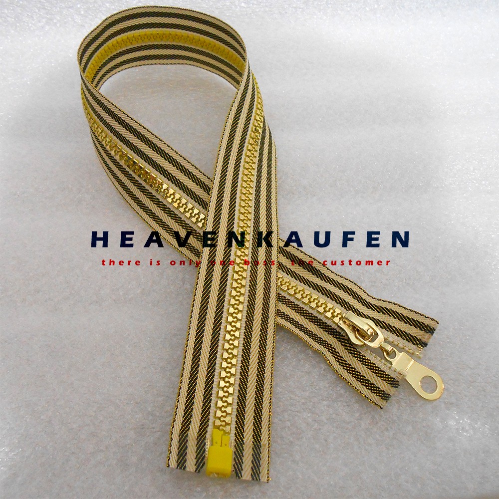 Resleting Zipper Busana Wanita 50 cm Kain Lurik Gigi/Rel Gold Vislon Kode BD