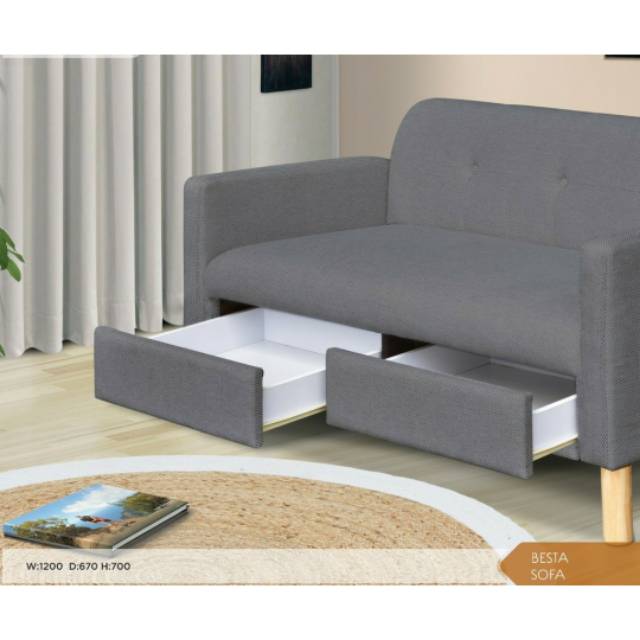Sofa 2 Seat, Sofa Dengan Laci Penyimpanan, Sofa Minimalis
