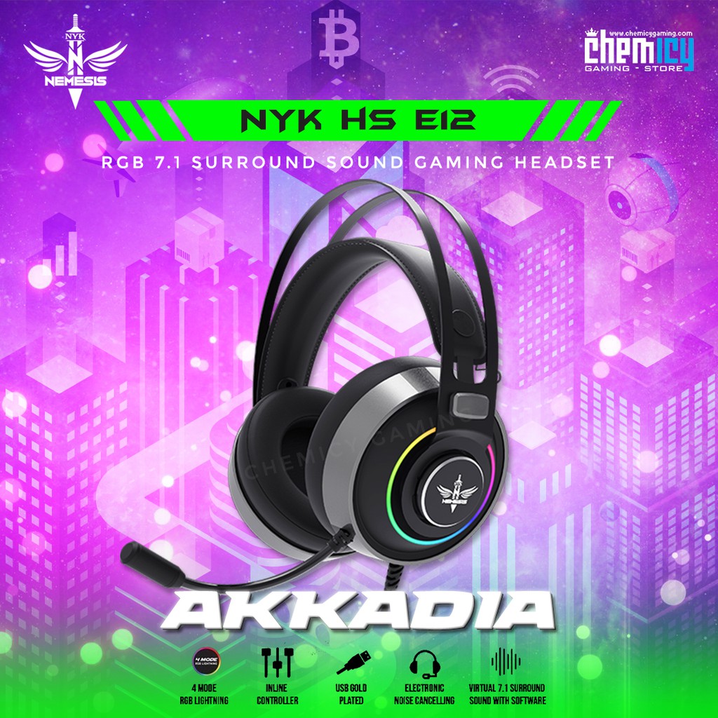 NYK HS-E12 Akkadia RGB 7.1 Surround Sound Gaming Headset