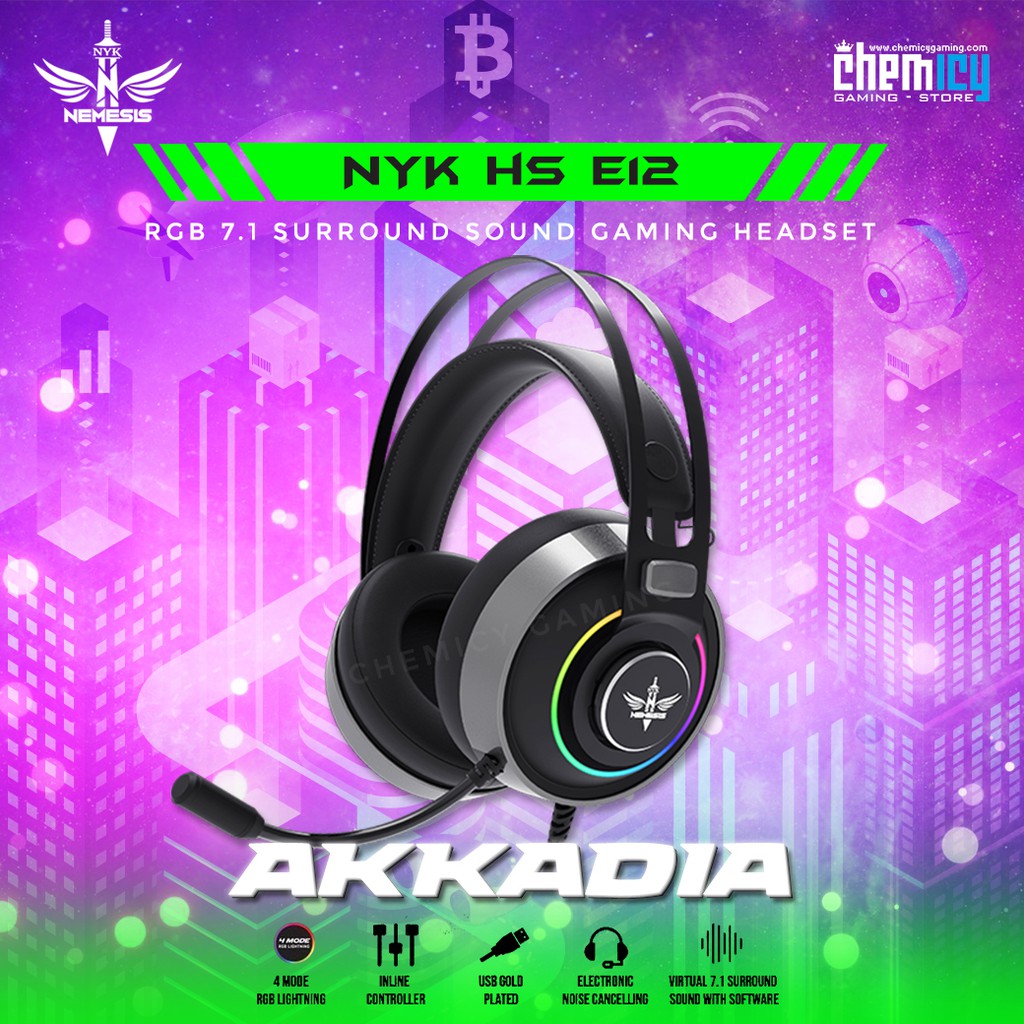 NYK HS-E12 Akkadia RGB 7.1 Surround Sound Gaming Headset