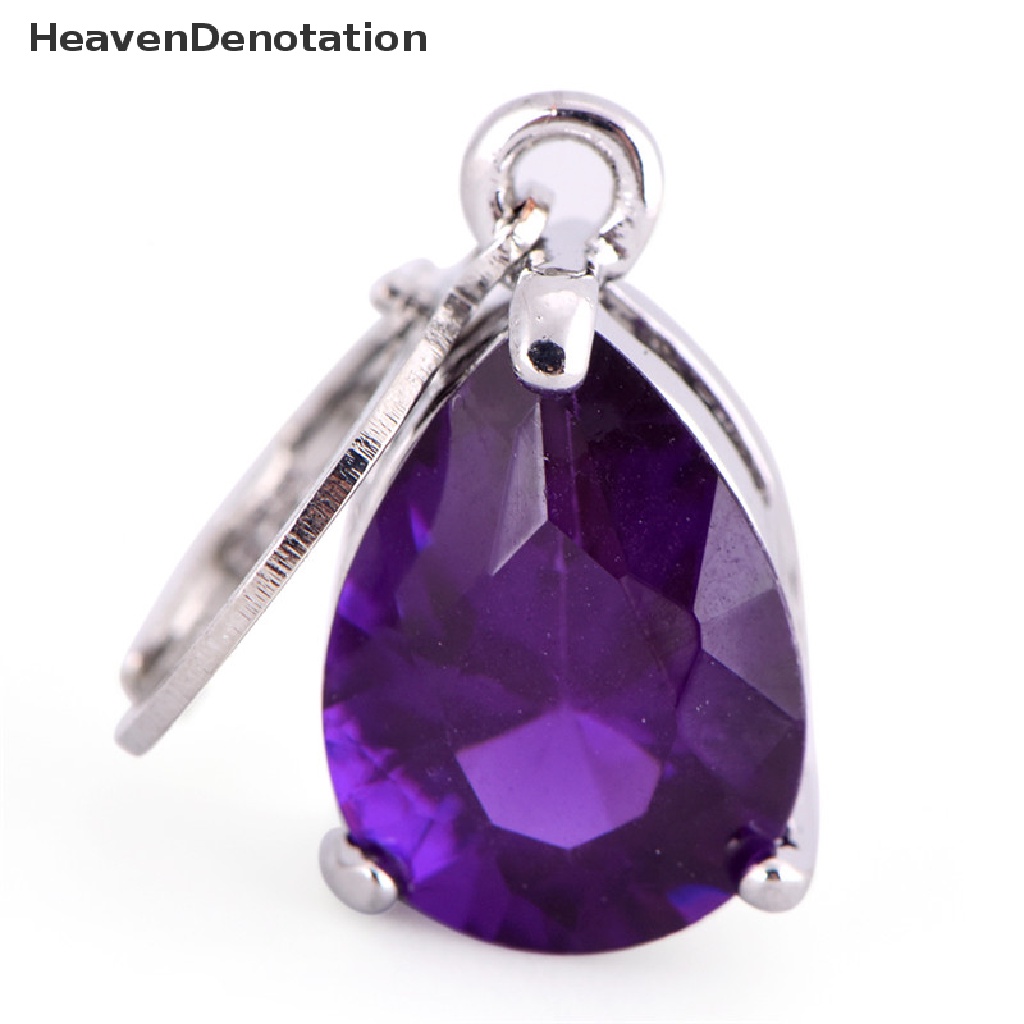 Anting Stud Hoop Lapis Silver Hias Amethyst Sapphire Untuk Wanita