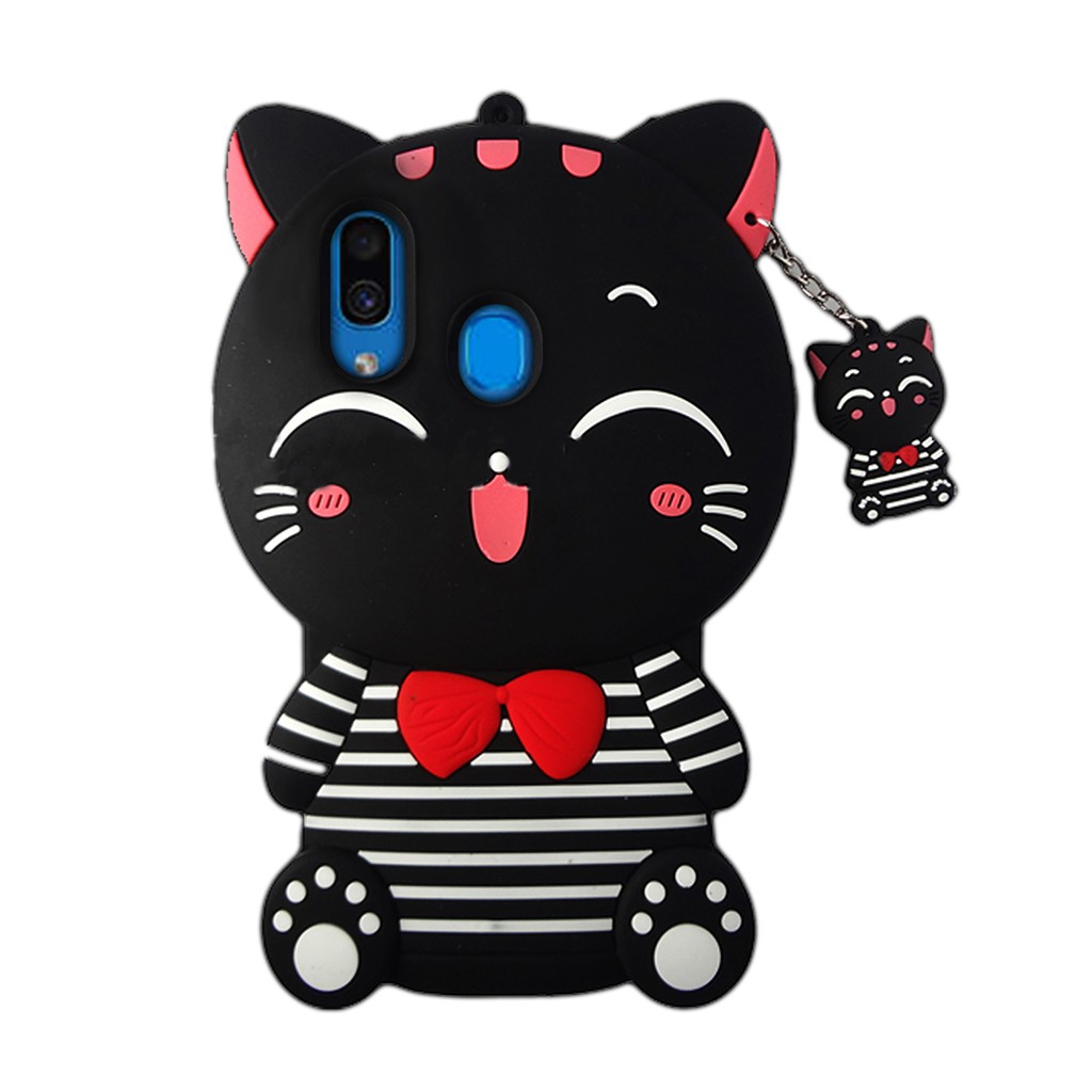 Case Boneka Samsung Galaxy A10/A50/A50S/A30S Soft Case 4D Karakter Black Cat Smile