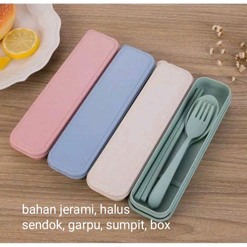 Sendok Garpu Sumpit Portabel Peralatan Makan Portable Travel Sendok Set Jerami Sendok Set Stainless