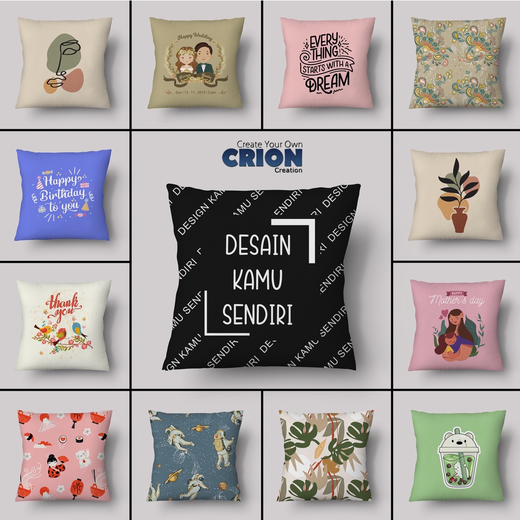 Bantal custom -  Bisa custom design sendiri - souvenir/kado - By Crion