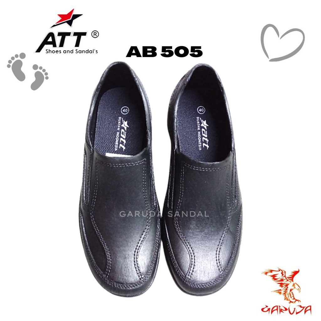 Sepatu SLip On Pria ATT AB 505 Pantofel Karet Pria Full hitam Tahan Air