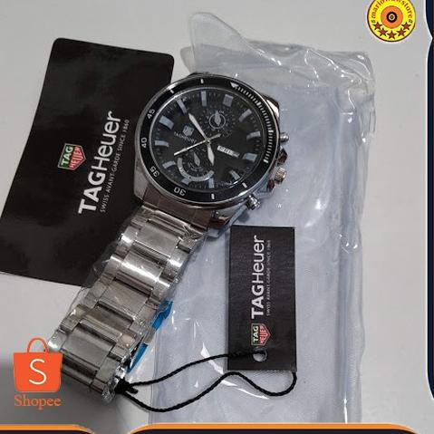 Best Jam Tangan Pria Tag Heuer Hari Tanggal Aktif Tali Rantai Murah Grosir .. LIMITED STOCK