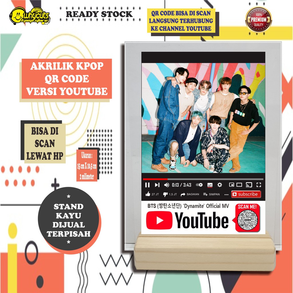 AKRILIK KPOP QR CODE YOUTUBE SCAN (READY STOK) BARU...