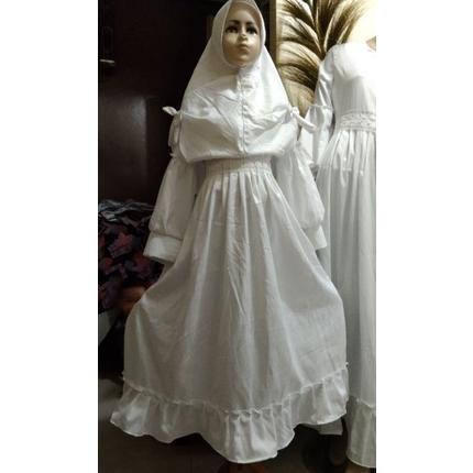 Gamis Anak  Full Katun Putih Polos Manasik Dan Ada Untuk Bundanya Katun Toyobo