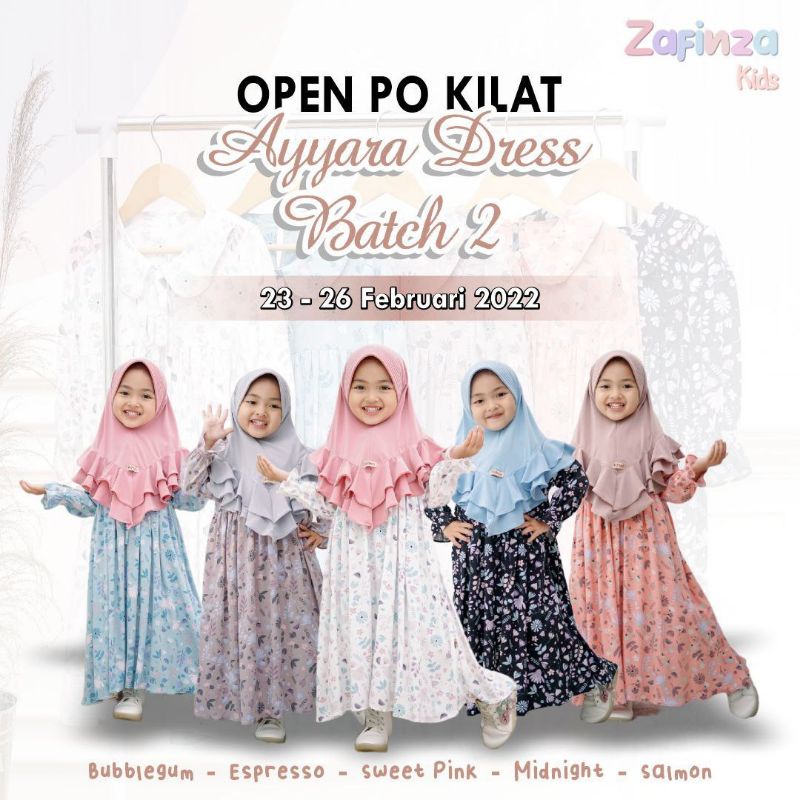 AYYARA DRESS KIDS GAMIS ANAK CANTIK LUCU BY ZAFINZA