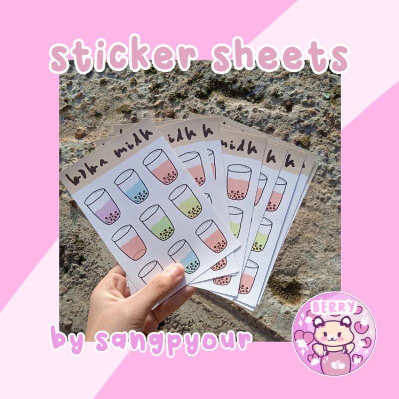 

boba milk sticker sheets by sangpyour. sticker journal,sticker planner,cute,aesthetic sticker