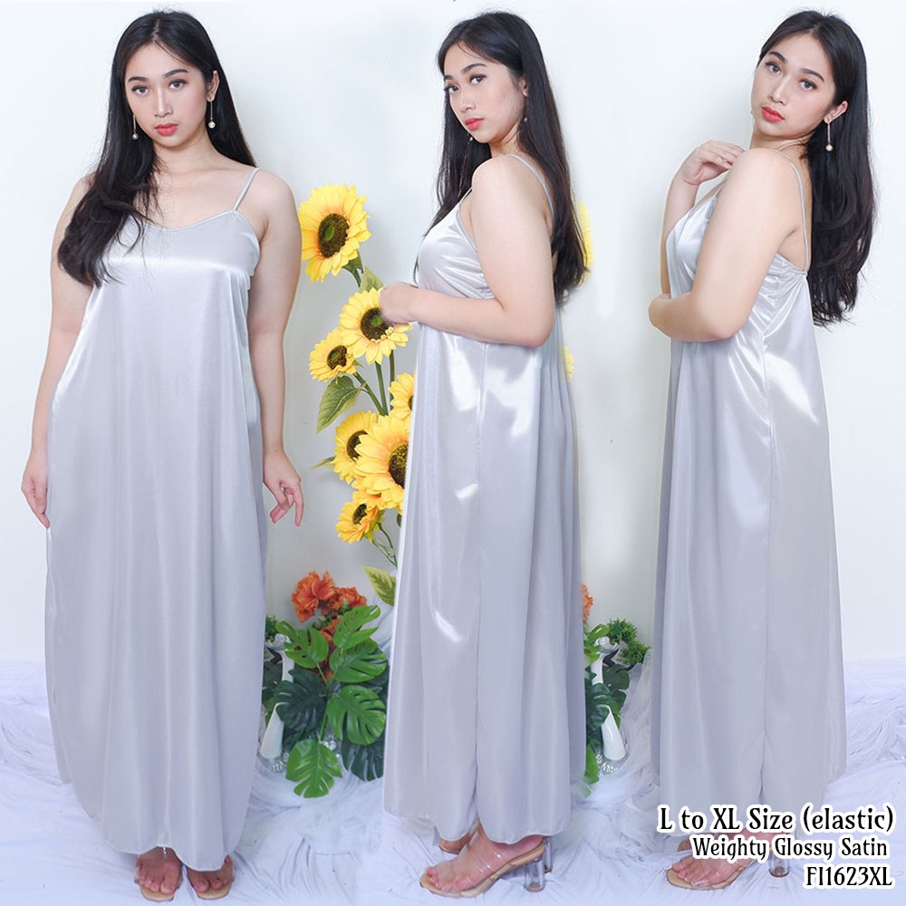 FOLVA Long dress tanktop panjang wanita satin 1623SDR_XL jumbo