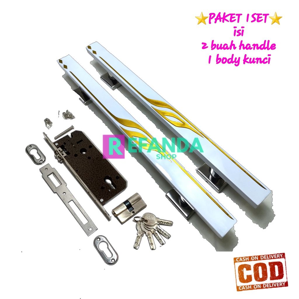1set/2biji handle fullset body kunci gagang pegangan tarikan perlengkapan pintu rumah minimalis mode