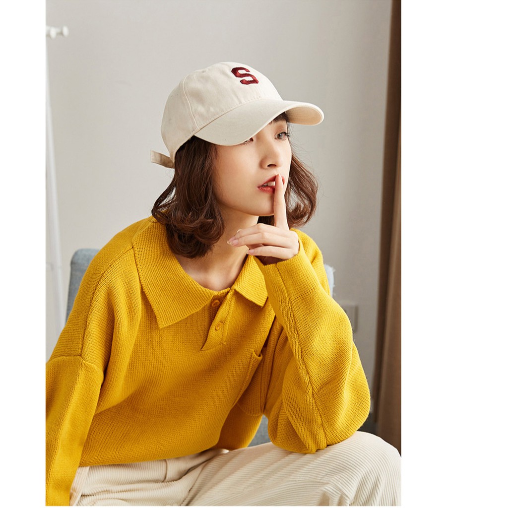 Topi Baseball Matahari Bahan Katun Motif Bordir Huruf S Gaya Korea Untuk Pria Dan Wanita